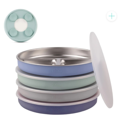 7.8" Stainless Steel Divided Plates with Suction Sleeve