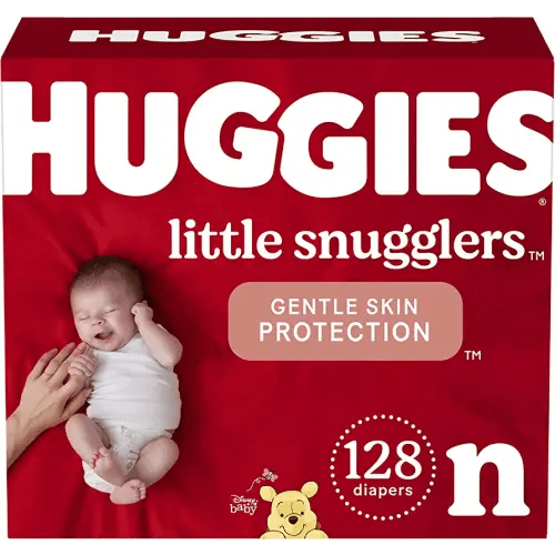 Baby Diapers Size Newborn (up to 10 lbs), 128ct, Huggies Little Snugglers