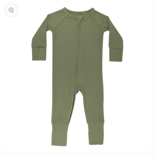 Olive Small Ribbed Zip Romper