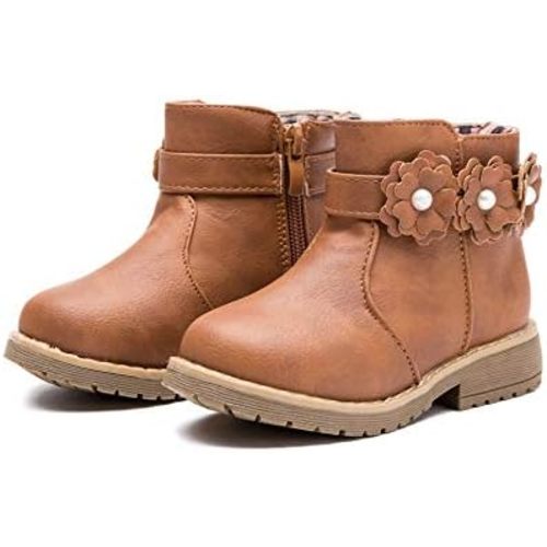 EASY21 Girls Fashion Cute Toddler/Infant Winter Snow Boots (5 M US Toddler, BLACK12)