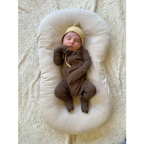 SIZE 3/6m & 6/12m | Bamboo Viscose 2 Way Zipper Romper - Chocolate