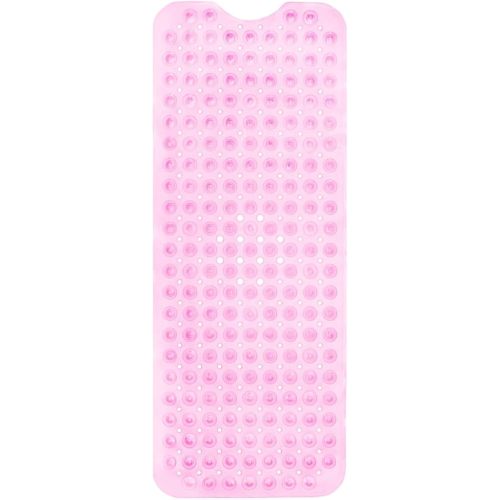 ENKOSI Bath Mat - Large Non Slip Bathtub & Shower Mat - Extra Long 40 x 16 Inch Bathroom Mats for Tub Nonslip Anti Slip Bathmats (40x16 Clear Pink 1-Pack)