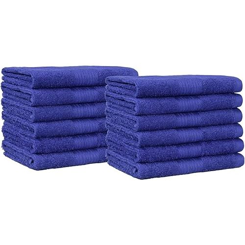 Amazon Basics Cotton Washcloths for Face, Soft, Absorbent, 12-Pack, Navy Blue, 12 Inch x 12 Inch