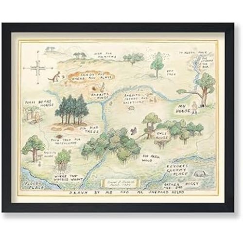 Poster Master Winnie Pooh Poster - Hundred Acre Woods Map Print - Story Book Art - Gift for Boys, Girls & Parents - Chic Decor for Bedroom, Living Room, Nursery or Kid's Room - 11x14 UNFRAMED Wall Art