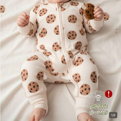 Baby Boy Cookie Print Double-Sided Zipper Long Sleeve Jumpsuit Pajamas | SHEIN USA