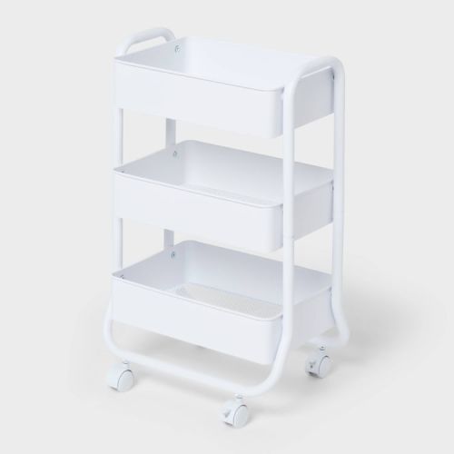 3 Tier Metal Utility Cart Small White - Brightroom™