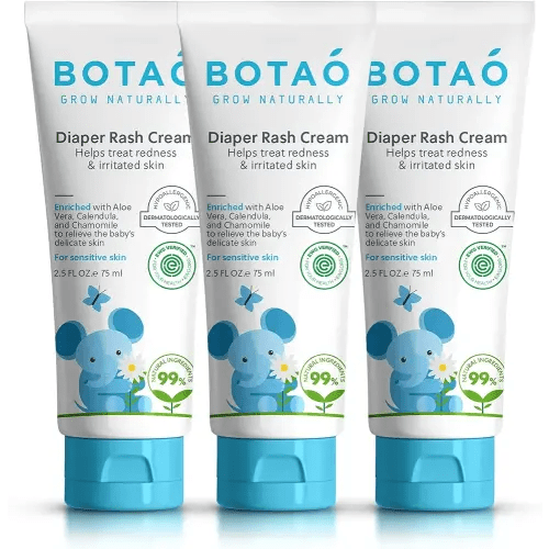 Baby's Natural Diaper Cream | Organic Diaper Cream EWG Verified | Naturally Soothes Baby Rashes | Baby zinc Ointment Natural | For Sensitive Skin with Aloe Vera & Calendula, 2.5Oz (3 Pack)
