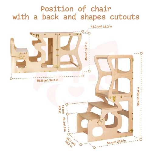 Montessori tower Toddler step stool Kids step stool Convertible Helping Tower Helper stand Kids table Wooden helper stool Step Stool