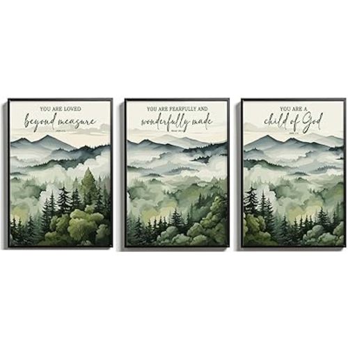 Mountain Forest Wall Art - Woodland Nursery Decor - Christian Scripture Art - Bible Verse Art - Home Office Decor