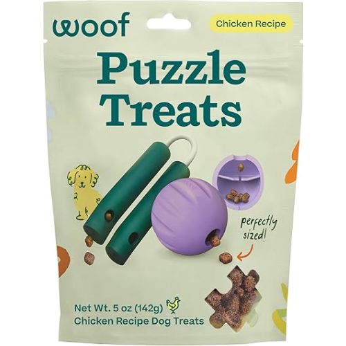 WOOF Air-Dried Puzzle Treats - Refill Treats Sized Puzzle Toys - The Perfect Dog and Puppy Training Treats - Made with Real Chicken - 5 oz