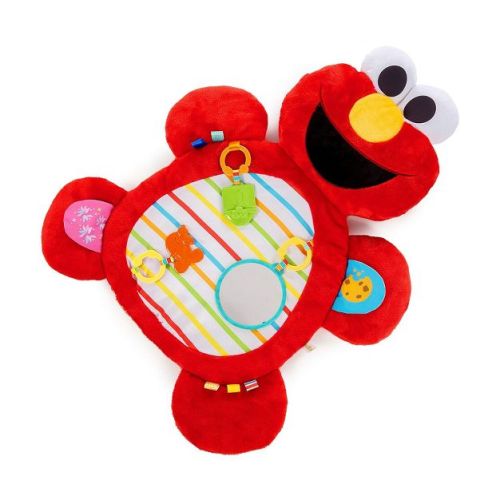 Bright Starts Sesame Street Tummy Time Elmo Prop Mat with 3 Detachable Newborn Toys and Multiple Textures and Flaps for Baby Gyms and Playmats