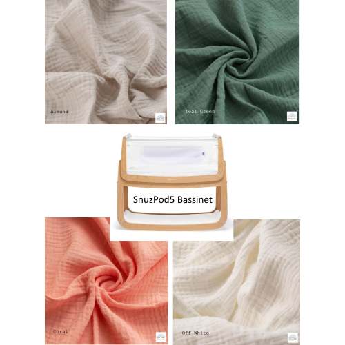 SnuzPod 5 Bassinet Cradle Custom Made Fitted Sheet - Organic Cotton Gauze