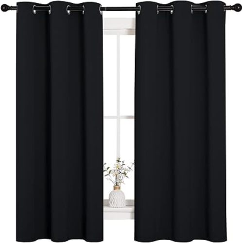 NICETOWN Black Blackout Curtains for Bedroom 42" Wide x 63" Long 2 Panels