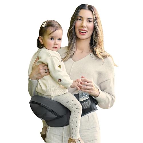 Baby Hip Seat Carrier, GROWNSY Ergonomic Hip Seat Baby Carrier with Multiple Pockets, Adjustable Extended Waistband for Newborns & Toddlers up to 50 lbs, Grey