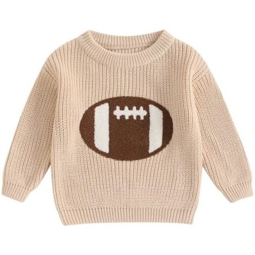 Toddler Baby Boys Football Sweaters Winter Warm Jumpers Clothes Long Sleeve Rugby Embroidery Knitted Pullover Tops