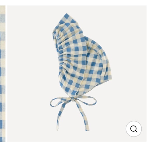 big ruffle bonnet | blue gingham | bamboo