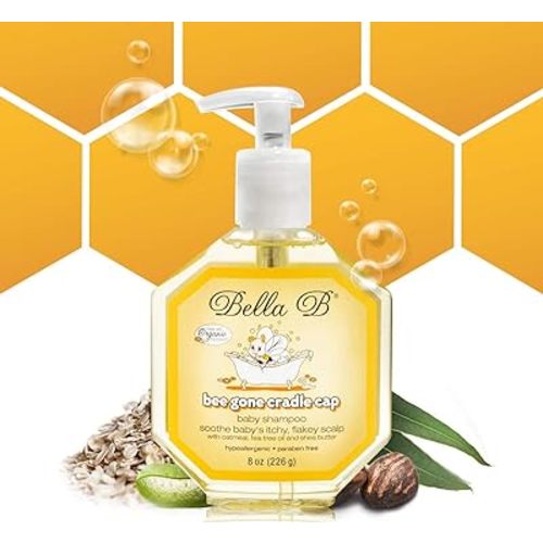 BELLA B Bee Gone Cradle Cap Baby Shampoo Treatment, 8 oz, Organic Natural Dry Scalp Shampoo For Babies