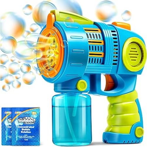 Sloosh Kids Bubble Gun Machine with Refill Solution, 2 in 1 Automatic Bubble Maker Guns for Toddlers 1-3 Kids 4-8, Outdoor Toy, Adults, Summer, Party, Easter, Gift