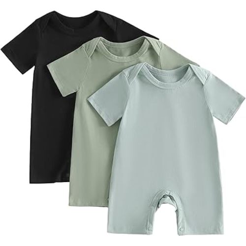 Baby Boys Girls Clothes Newborn 3-pack Romper Solid Short Sleeve One Piece Jumpsuit Infant Summer Spring Outfits