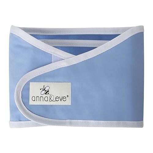 Anna & Eve - Swaddle Strap - Adjustable Arms-Only Baby Swaddle, 100% Cotton, Prevents Overheating - Small Size Fits Chest 13.5 to 17 - Blue