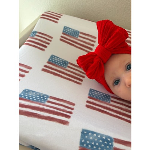 American Flag Patriotic Changing Pad Cover | Vintage Nursery Decor