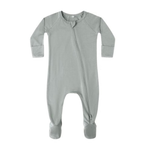 Steel Blue Bamboo Zip Footie