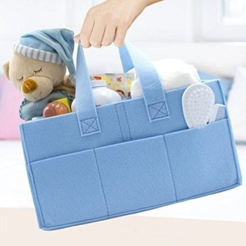 Sorbus Felt Baby Diaper Caddy with Handle, Storage for Diapers, Baby Wipes, Supplies, etc - Portable, Foldable, Removable Compartments