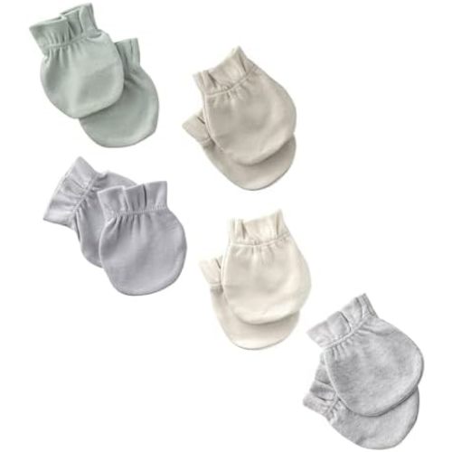 Morgan 5-Pack Mitts 100% Organic Cotton No Scratch Mittens for Newborn Baby Boys & Girls, Sorbet, One Size
