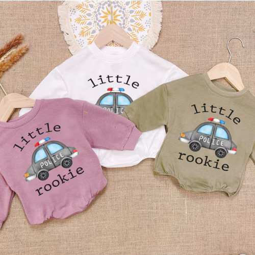 Little Rookie Police Baby Romper Sweatshirt, Policeman Baby Bodysuit, Infant Clothing, Newborn Outfit