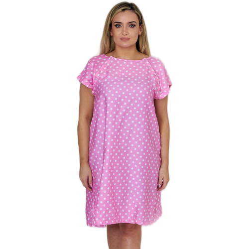 Magnus Care Hospital Gown for Women Easy Snap Back Labor and Delivery Gown, S-M Pink