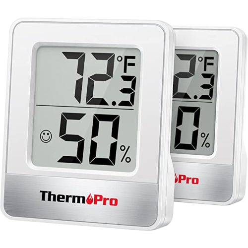 ThermoPro TP49 2 Pieces Digital Hygrometer Indoor Thermometer Humidity Meter Mini Hygrometer Thermometer with Temperature and Humidity Monitor Room Thermometer