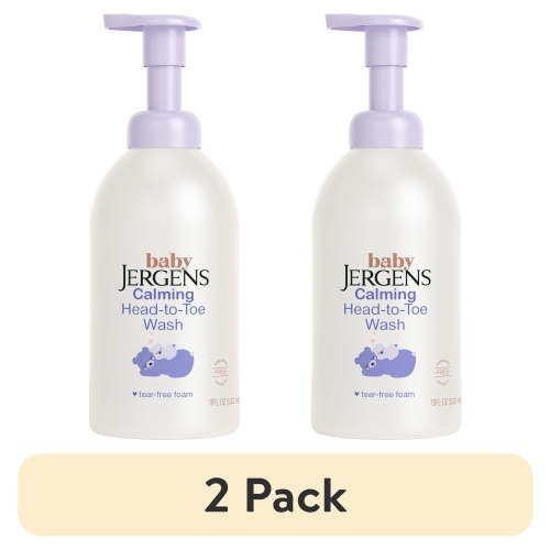 (2 pack) Baby Jergens Calming Head-to-Toe Foaming Wash, Tear-free Baby Shampoo and Body Wash, 18 fl oz