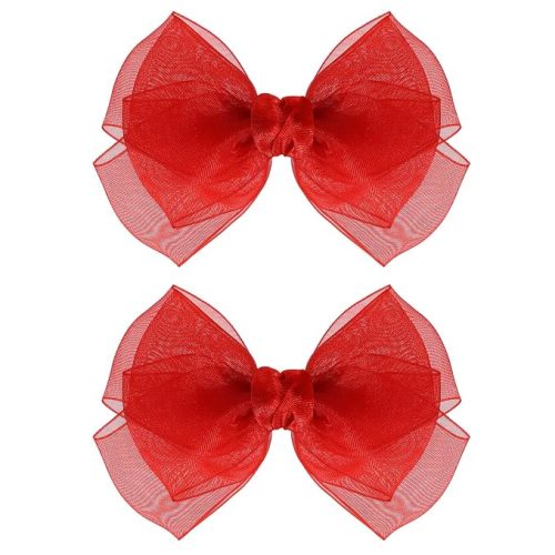 4in Red Mesh Ribbon Hair Bows Clips Valentines Tulle Bow-Knot Alligator Barrettes Hairpins Party Dress Decor Accessory for Toddler Girls Kids Teens Christmas New Year Gift
