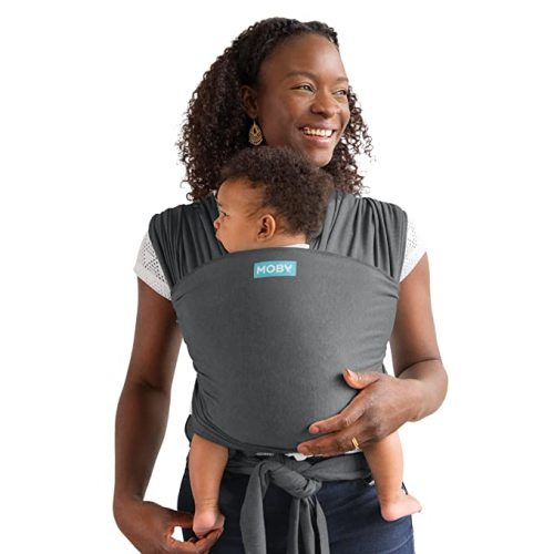 Moby Baby Wrap Carrier Element for Newborns to Toddlers (8-33lbs), Infant Sling Carrier, Ultra Lightweight & Hands Free Design, Adjustable for All Body Types (Asphalt)