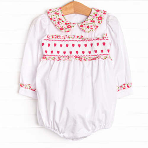 Going Steady Smocked Bubble, White – Stitchy Fish