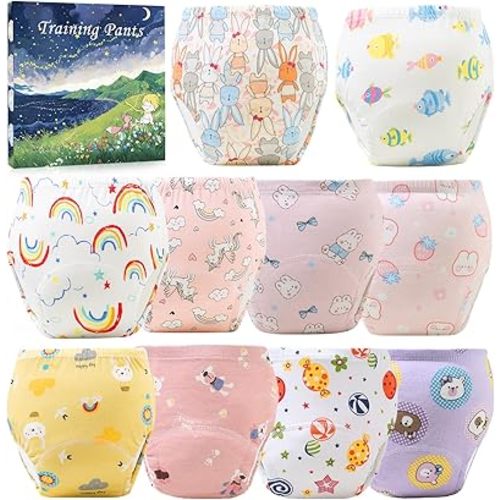 Upairy Potty Training Pants Cotton Absorbent Training Underwear for Toddler Boy and Girls 2T-5T,Soft Absorbent & Leak-Proof with Characters(10PCS,M)