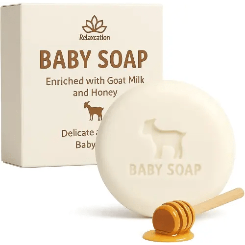 MADE IN USA Baby Soap Bar with Goat Milk and Honey - Naturally Cold Processed from Organic Ingredients - Delicate for Newborn Skin, Gift for babys, Kids, Toddlers and Adults - Handmade in USA