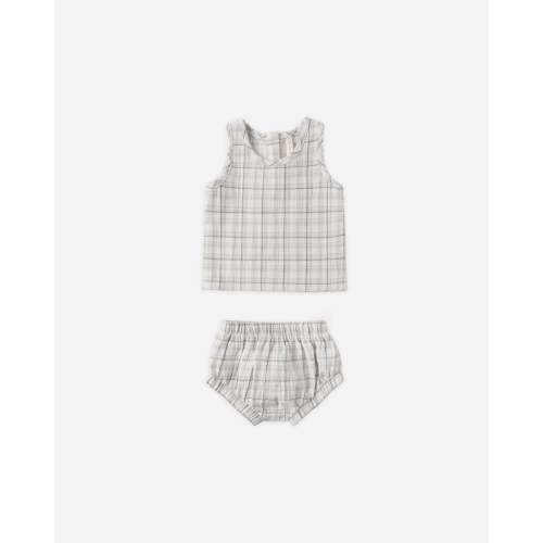 Woven Tank Set Blue Plaid