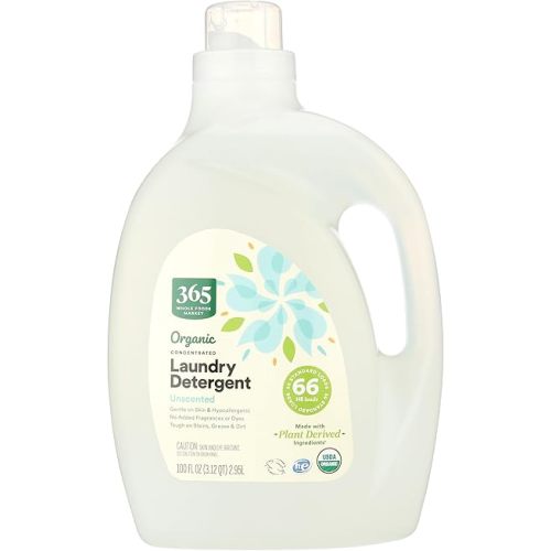 365 by Whole Foods Market, Organic Concentrated Laundry Detergent, Unscented, 66 HE Loads, 100 Fl Oz