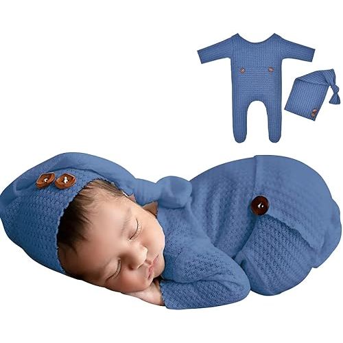 Winmany Newborn Baby Boys Girls Crochet Photoshoot Outfits Knitted Photography Outfits Props Romper Hats Set