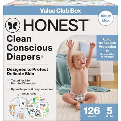 The Honest Company Diapers, Value Pack, Leak Protection, Size 5, 126 Count