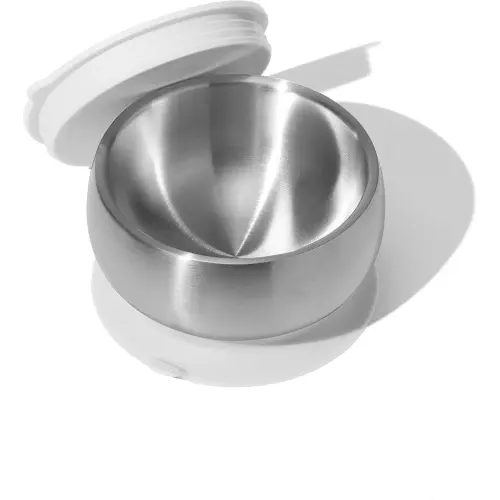 Avanchy Baby Bowls with Suction and Storage Lids Set. Babies Kids Toddler Boys Girl First Food Feeding. Fits Feeding High Chair Table. Stainless Steel, White