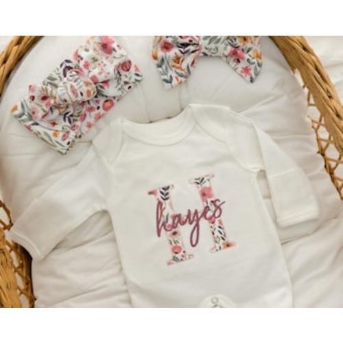 Newborn Baby Girl Coming Home Outfit Embroidered, Gift for Baby Girl, Personalized Newborn Baby Girl Outfit, Baby Girl Gift Set - Etsy