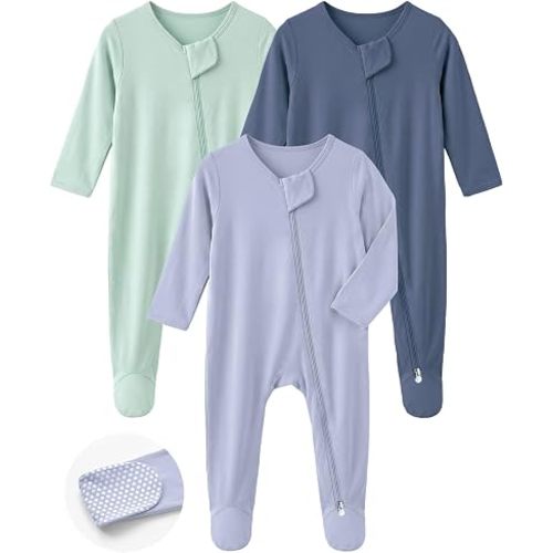 Bamboo Sleepers for Baby Boy, Newborn Footie Footed Pajamas, Bamboo Viscose Infant Onesies Clothing Long Sleeve