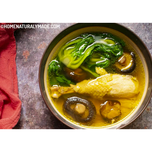 Chinese Chicken Shiitake Soup with Bok Choy Recipe (ideally 10-14 servings)