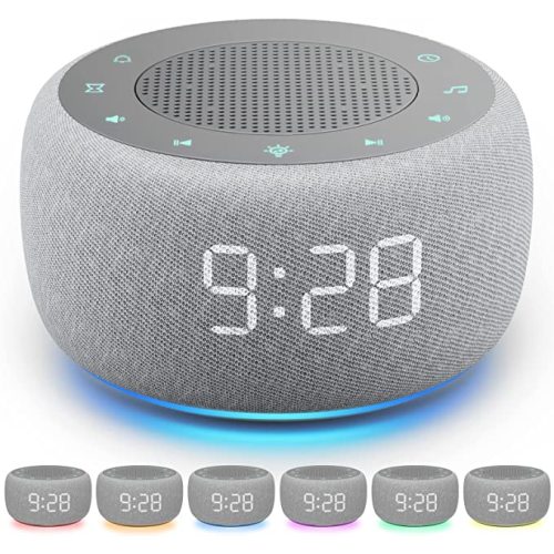 Buffbee Alarm Clock with Sound Machine for Bedrooms – 2-in-1 White Noise Machine for Sleep, Gentle Wake-Up with Soft Alarm Sounds, Ambient Night Light, Plug-in, Sleep Better, Wake Gently