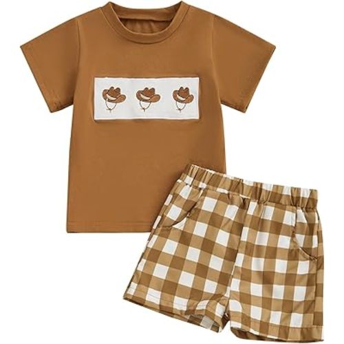 Western Toddler Baby Boy Clothes It's Alright To Be Little Bitty Shirt Top Cowboy Hat Print Shorts Set Country Outfit