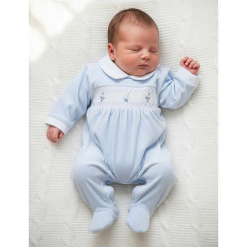 Smocked Classic Toys Sleepsuit - Blue