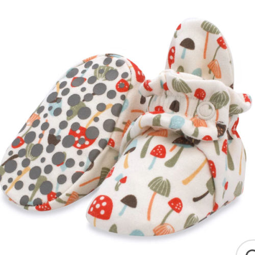 Mushrooms Organic Cotton Gripper Baby Bootie – Zutano
