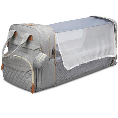 Itopfox Large Diaper Backpack with Changing Station, Insulated Pockets, USB Port, Waterproof, Lightweight, Unisex, Grey